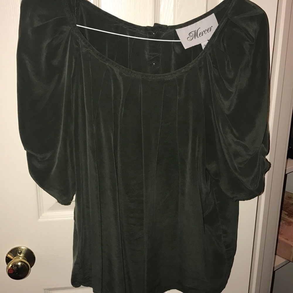 Green silk shirt